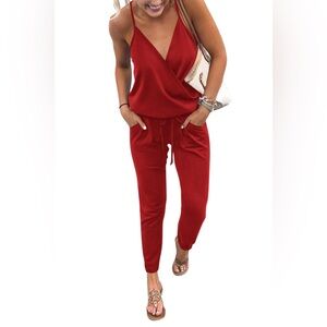 NWT PrettyGarden Sleeveless Red Jumpsuit